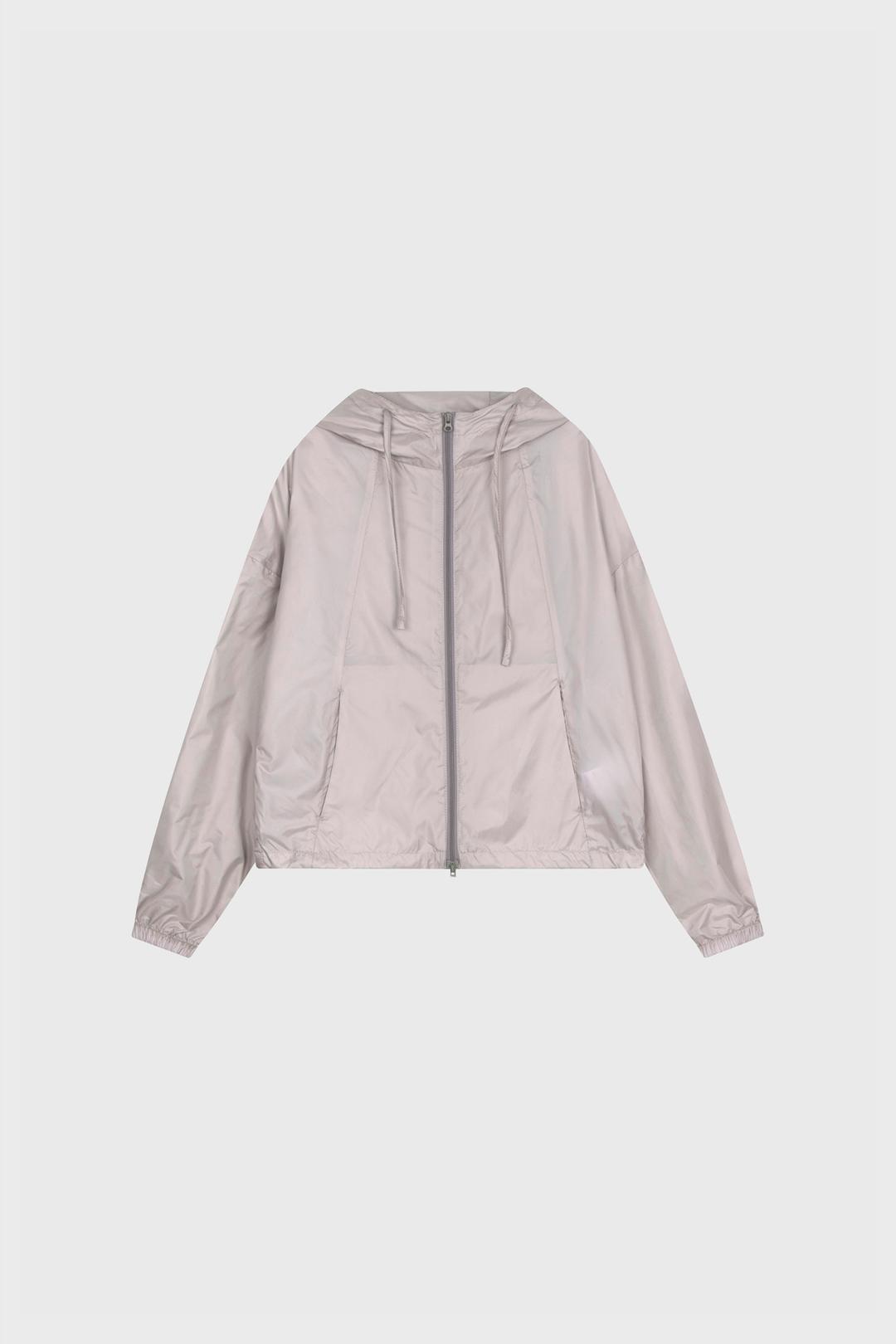 GLOSSY HOODIE ANORAK (GREY)
