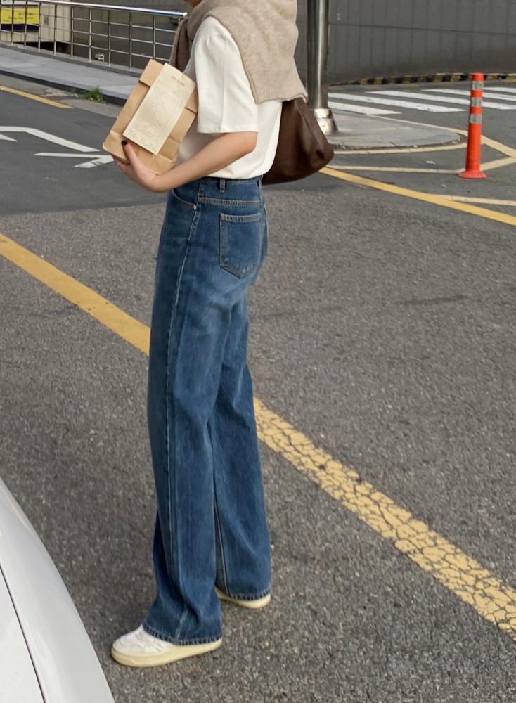 리오셀 와이드 일자 데님팬츠