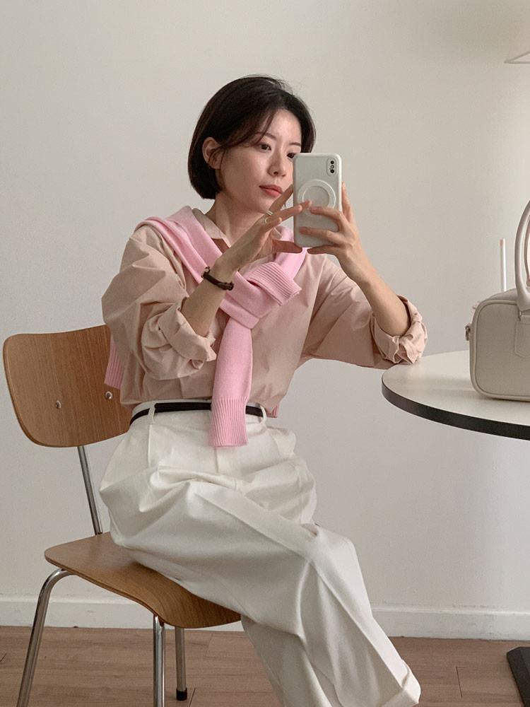 [leslo]자체제작 키작녀 비히 루즈핏 코튼 셔츠