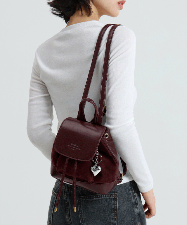 애드에딧 [당일출고/하트키링.set] shearling suede backpack / 시어링 스웨이드 레더 미니 백팩 무스탕 노르딕 키링백 (3color)