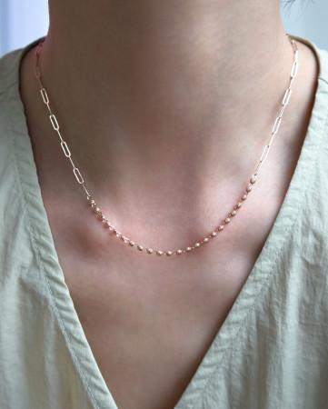 14K 18K 컷팅 볼 클립 체인 목걸이