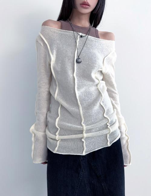 wool slit off long knit