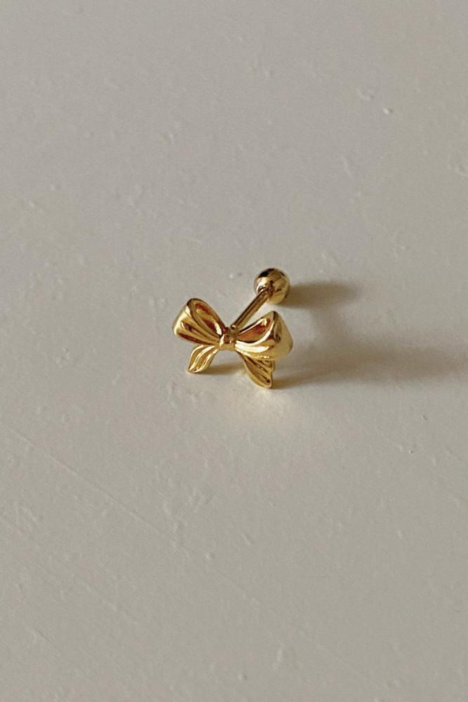 925silver 어도러블 리본 실버925 피어싱 (1ea) - 무드크로키