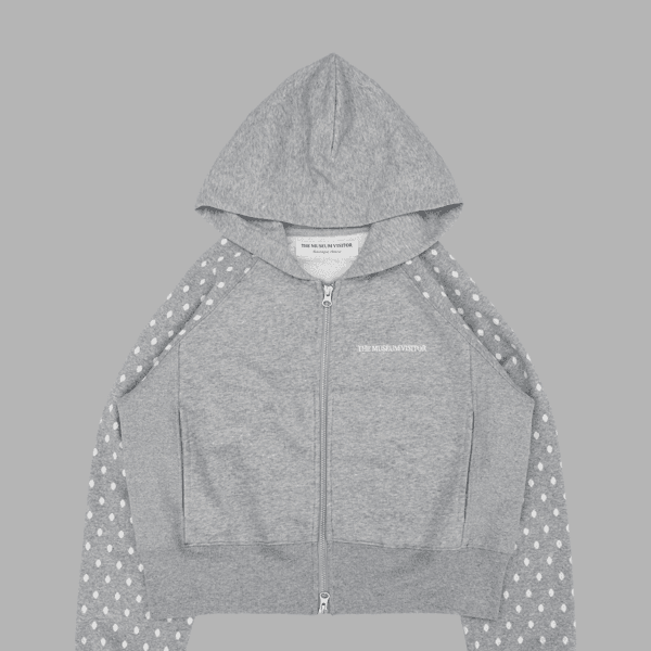 DOT RAGLAN ZIPUP HOODIE (LIGHT GREY)