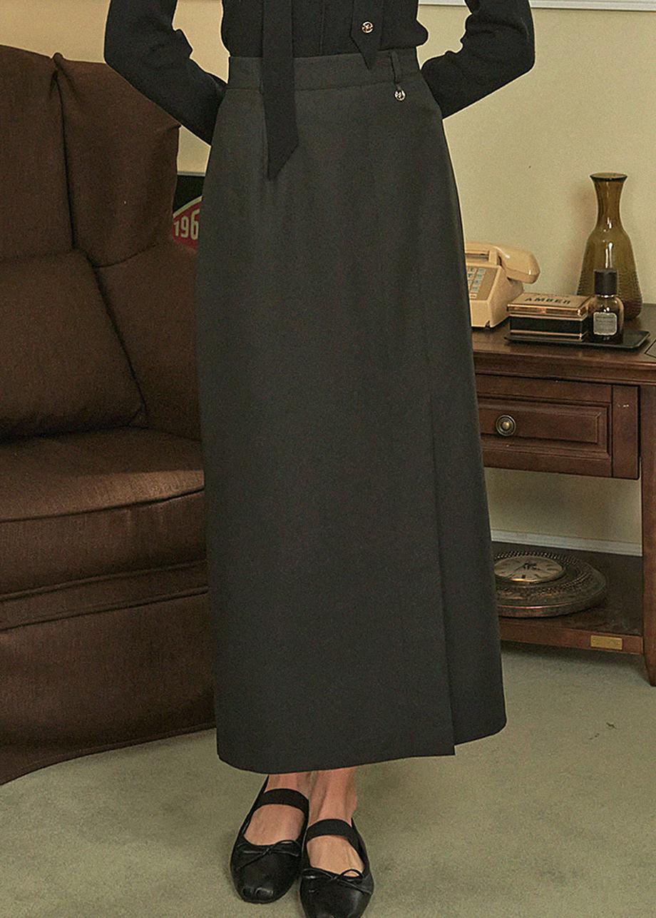 미케네 Fine Silt Maxi Skirt Black 파인 슬릿 맥시 스커트 블랙