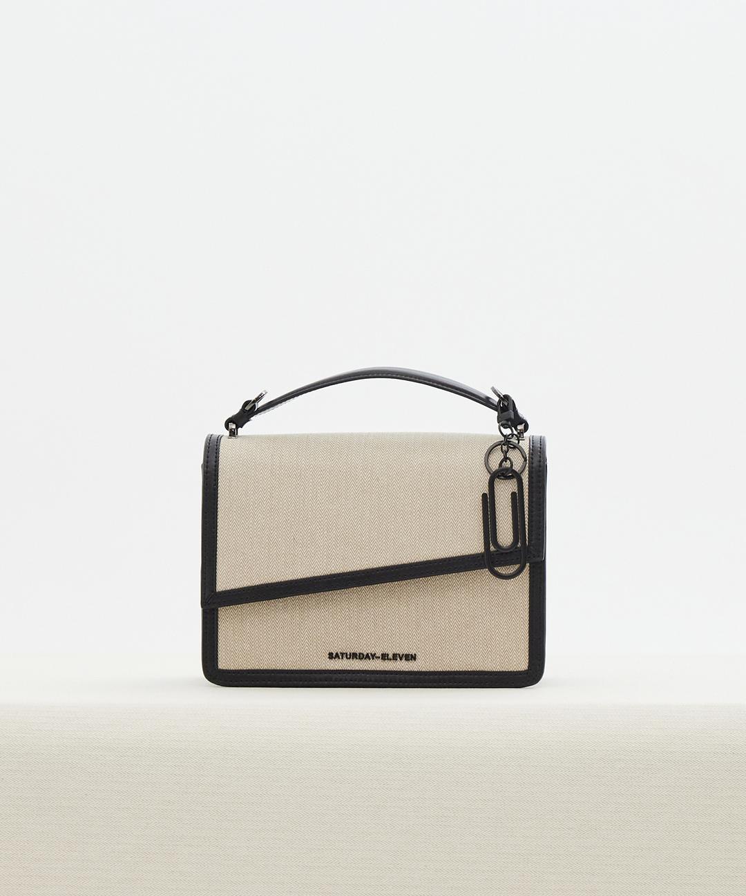 NO.43 HANDLE CROSS BODY BAG _ D/BEIGE WHITE