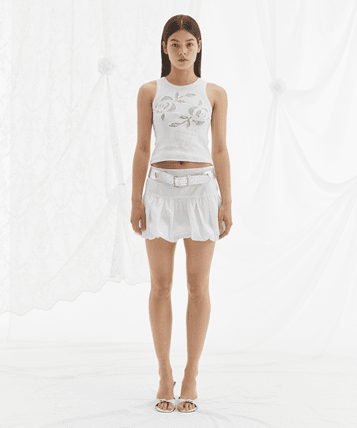 모어댄파라다이스(MORE THAN PARADISE)  BUBBLE HEM MINI SKIRT / WHITE - 사이즈 & 후기 | 무신사