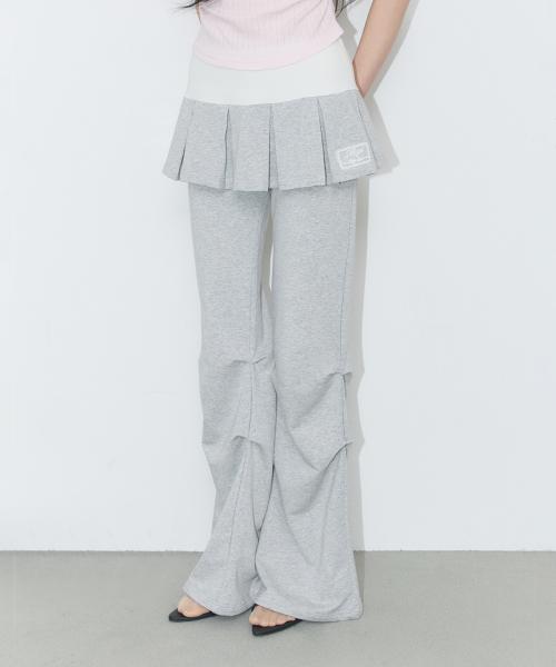 투톤 플리츠 스커트 팬츠 멜란지