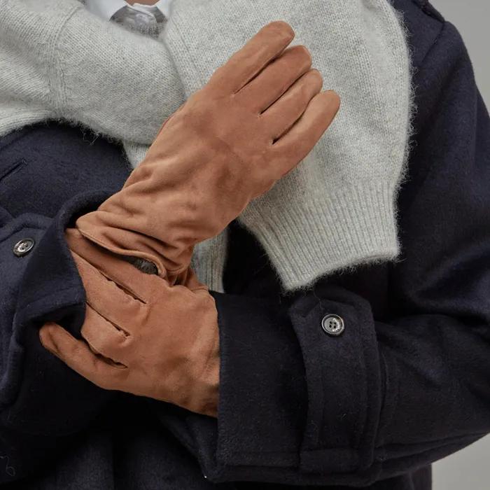 Suede Gloves Beige