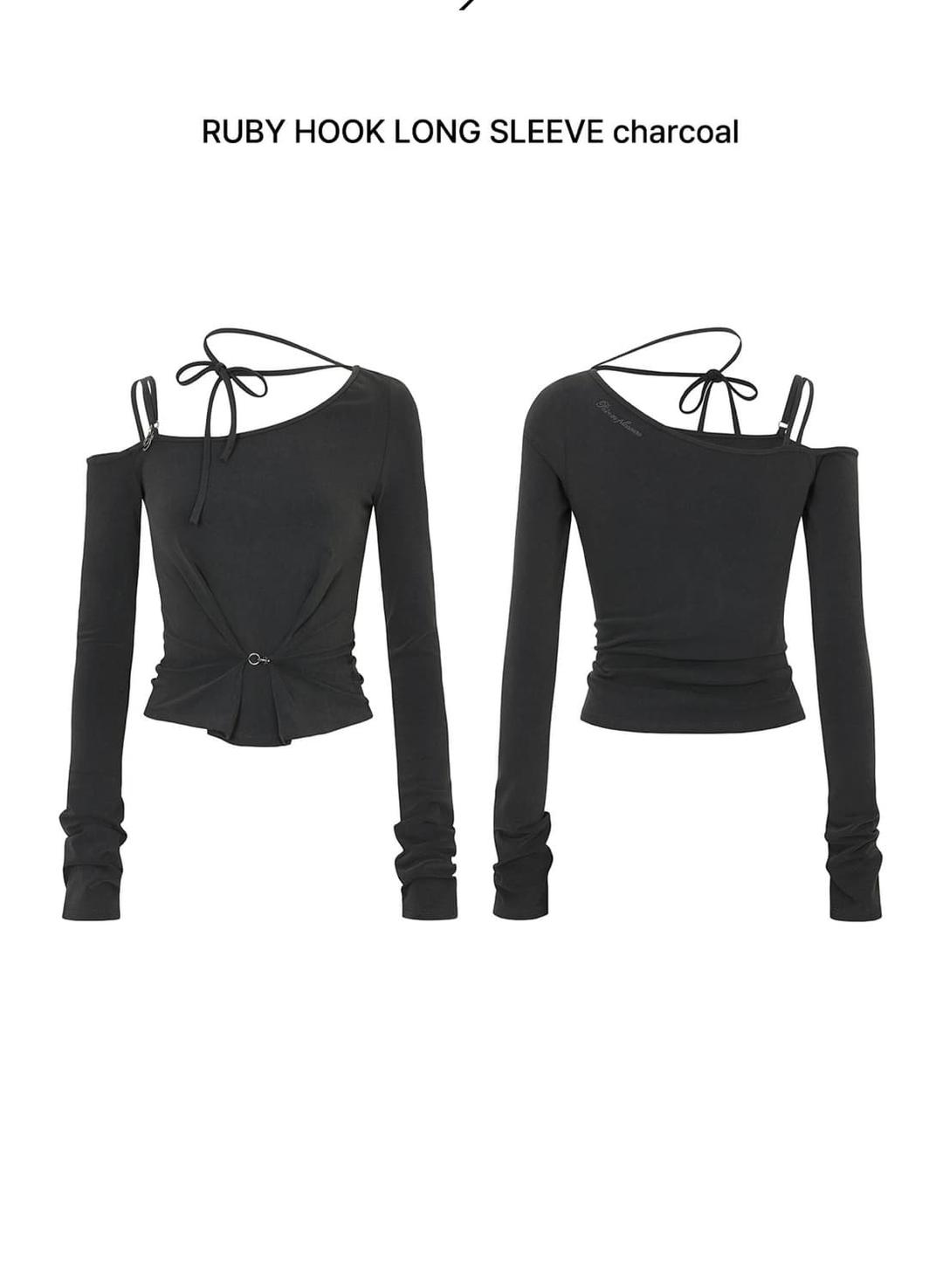 RUBY HOOK LONG SLEEVE charcoal | 후루츠패밀리