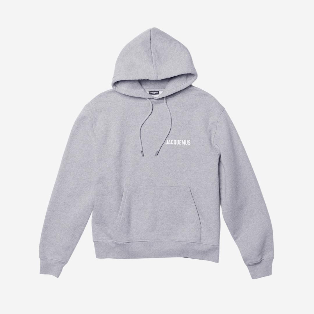 Jacquemus Le Sweatshirt Printed Logo Hoodie Grey