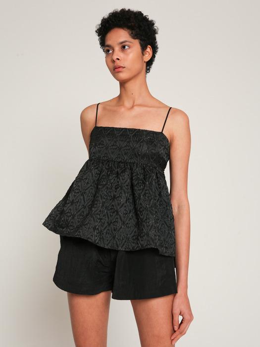 Embroidered satin back cut-out top