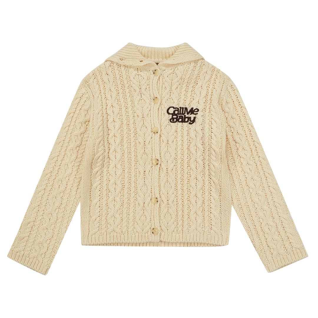 Highneck Collar Knit Jacket_Cream