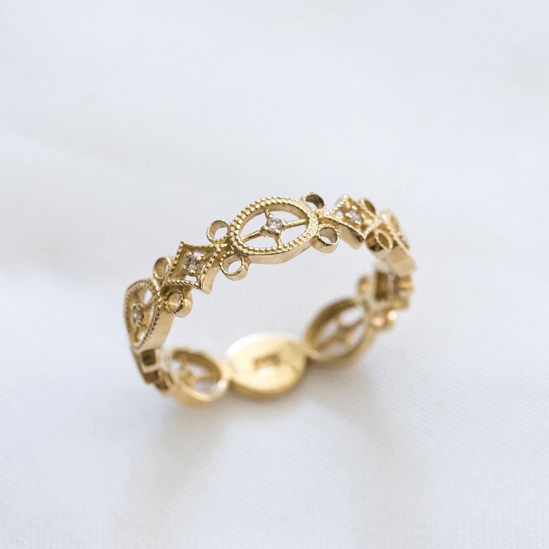 사프란볼루 멜리 다이아몬드 앤틱 컷아웃 14K 18K 반지