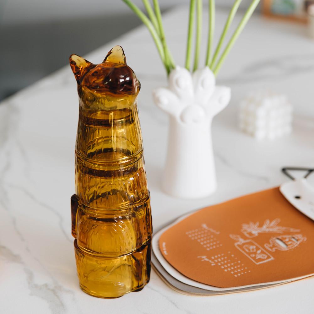 DOIY KITTY CAT 귀여운 고양이 ins 키티 유리컵 세트 물컵 쥬스 스태킹컵