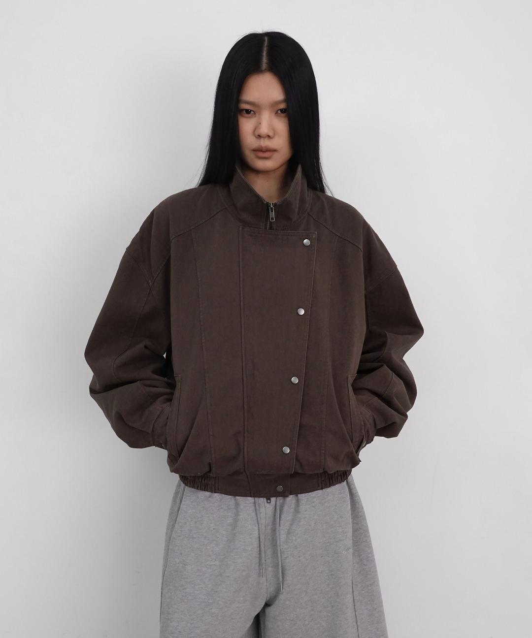 Side Button Cotton Jacket_Brown