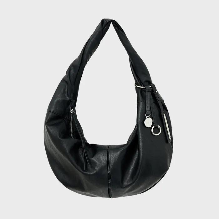 TWIST HANDLE SMALL HOBO BAG IN BLACK