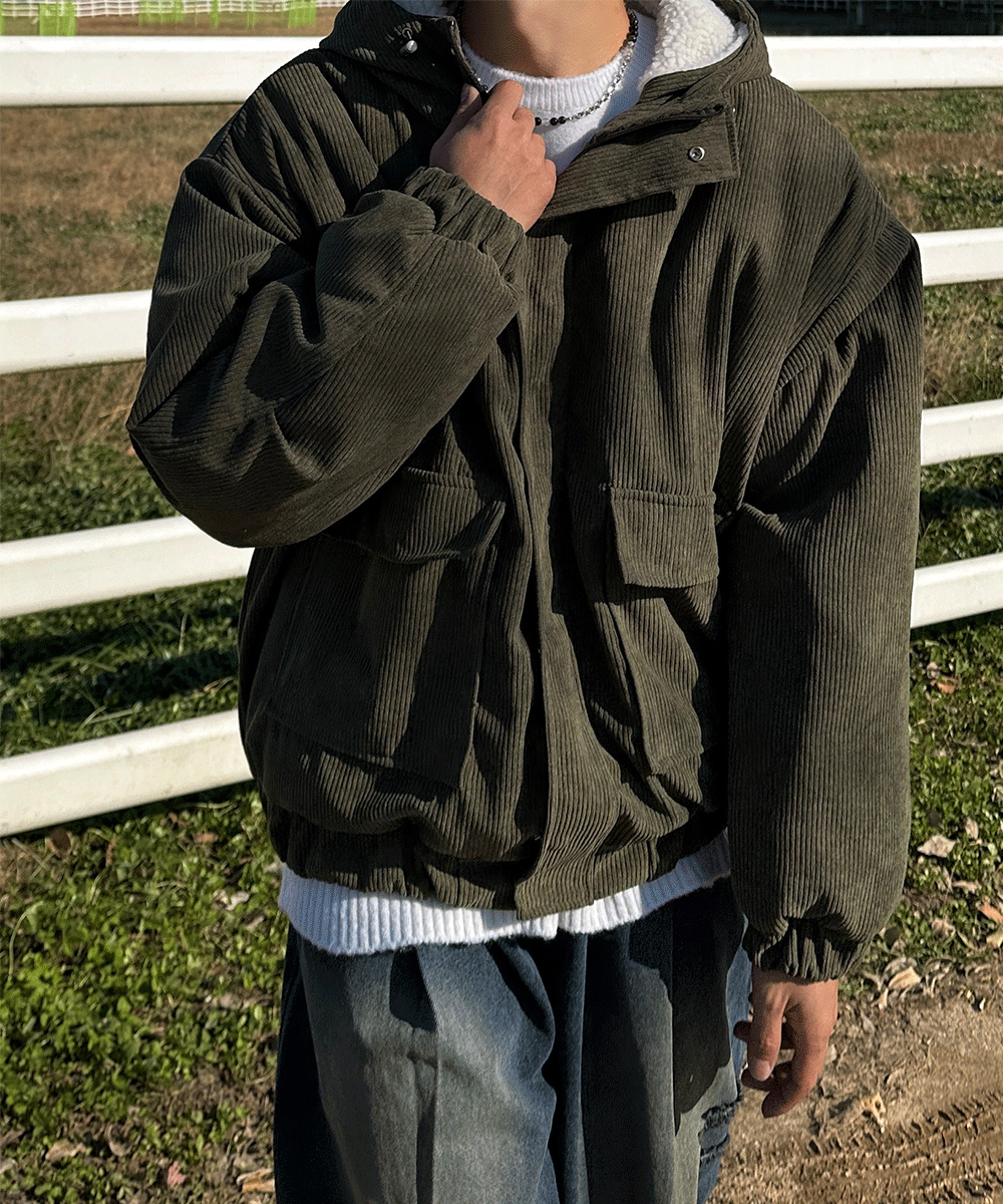 누빔 양털 코듀로이 후드자켓 1C