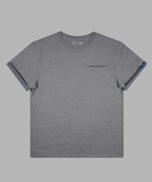 Check Rollup Tee Grey