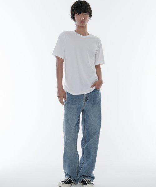 루즈 스트레이트 데님 팬츠 [라이트 인디고]