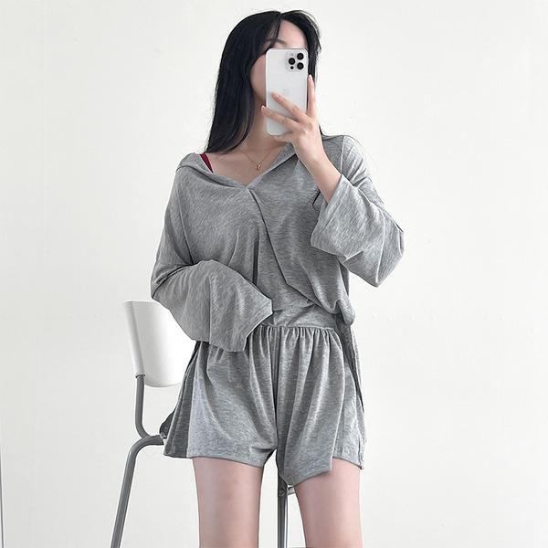 여름밤 후드+숏팬츠 세트 - 2color