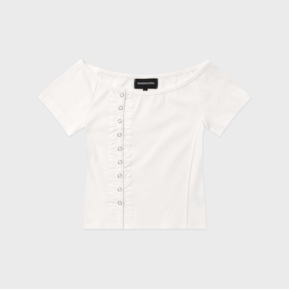 Snap off-shoulder T-shirts - IVORY