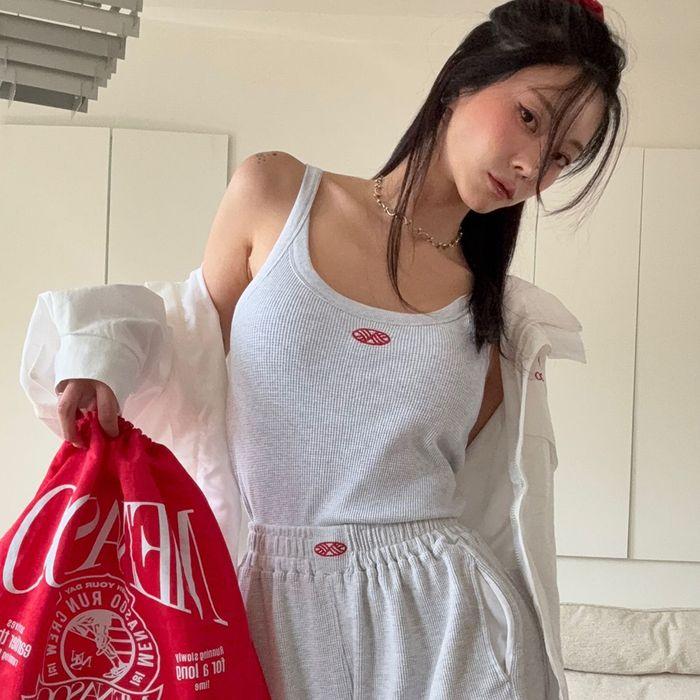 Track Logo Reversible Waffle Sleeveless_White Melange