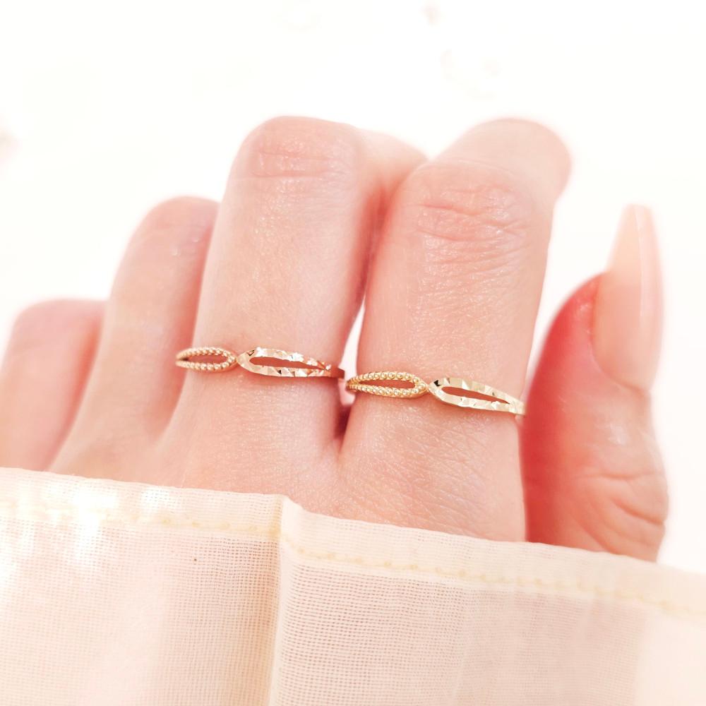 14K 18K 컷팅 볼 크로스 반지 여자 우정링