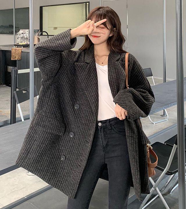 J140-4 캔드릭 빅사이즈여성의류 봄가을용 루즈핏 자켓 44-130