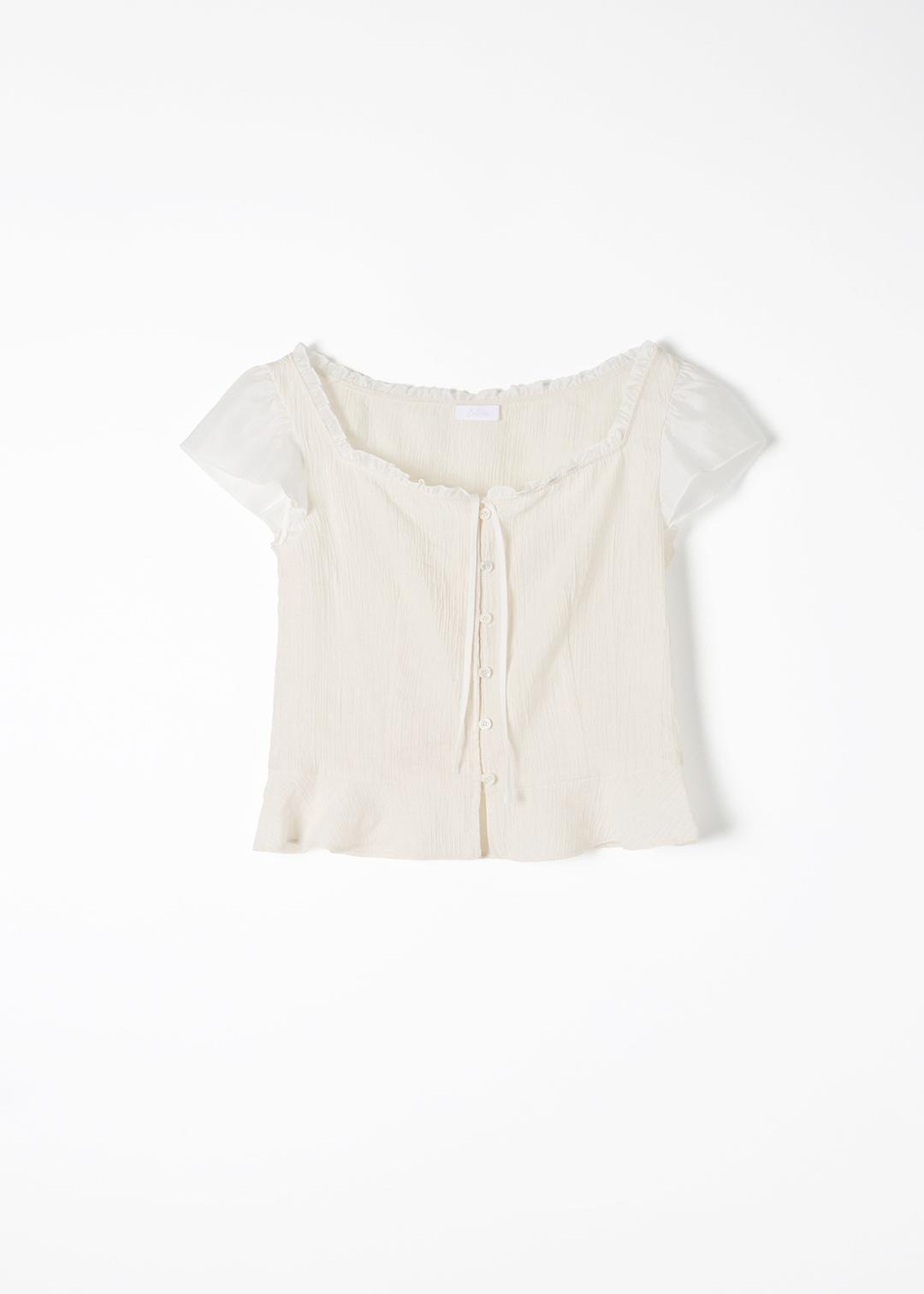 [혜진's PICK] Pearl Crinkled Blouse(Cream)