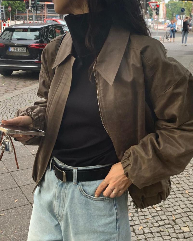 vasil 바질 컴바인 점퍼 자켓 블루종 숏 카라