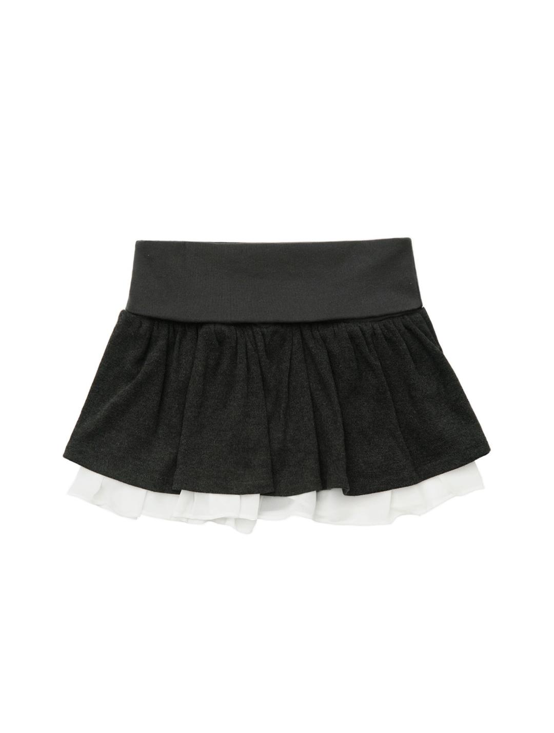 COZY SHIRRING SKIRT (CHARCOAL)