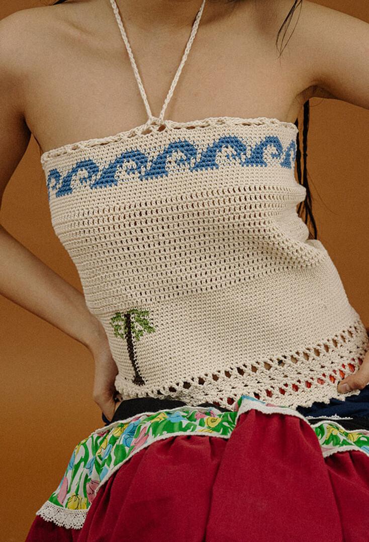 PALM TREE WAVE TWO-WAY KNIT