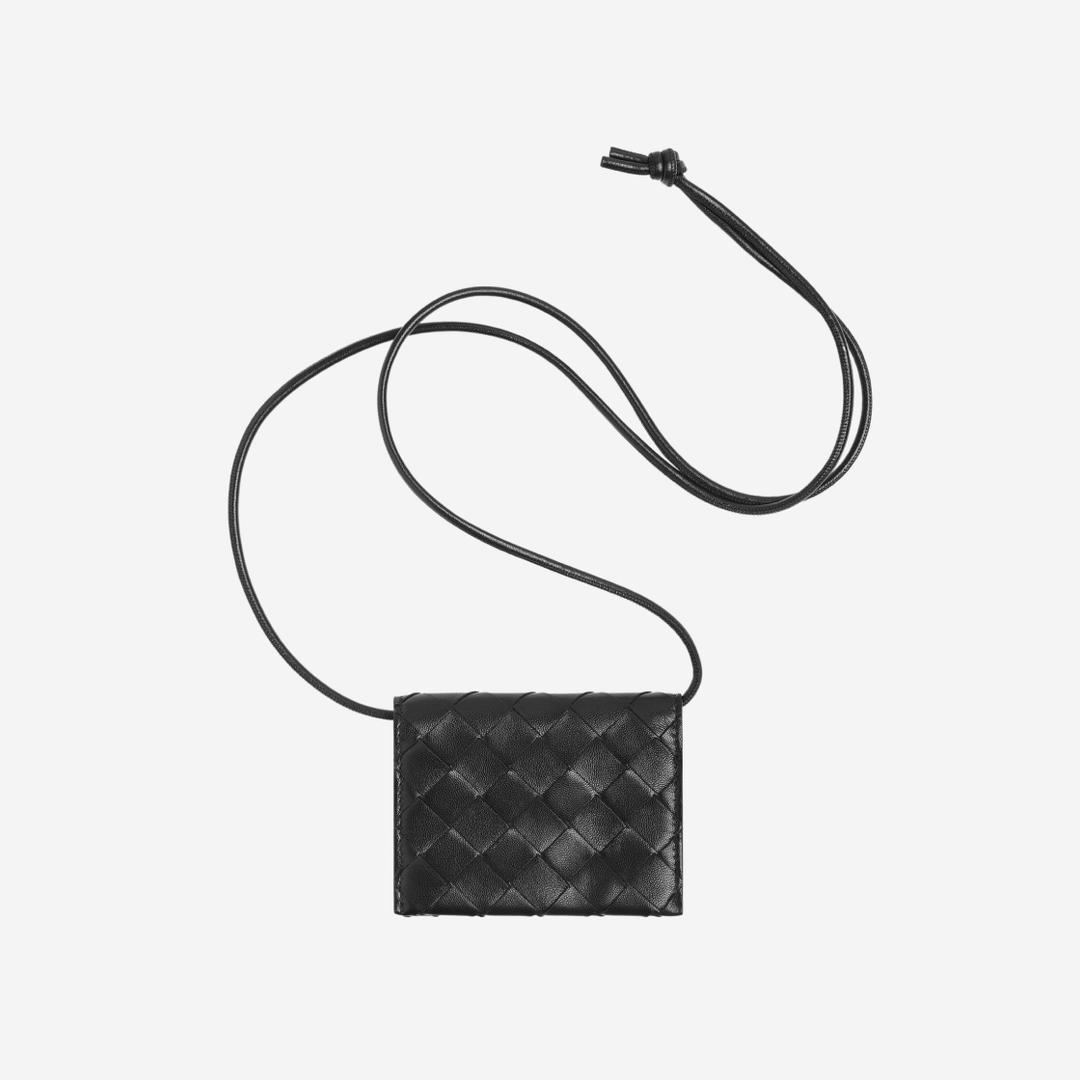 Bottega Veneta Card Case on Strap Black