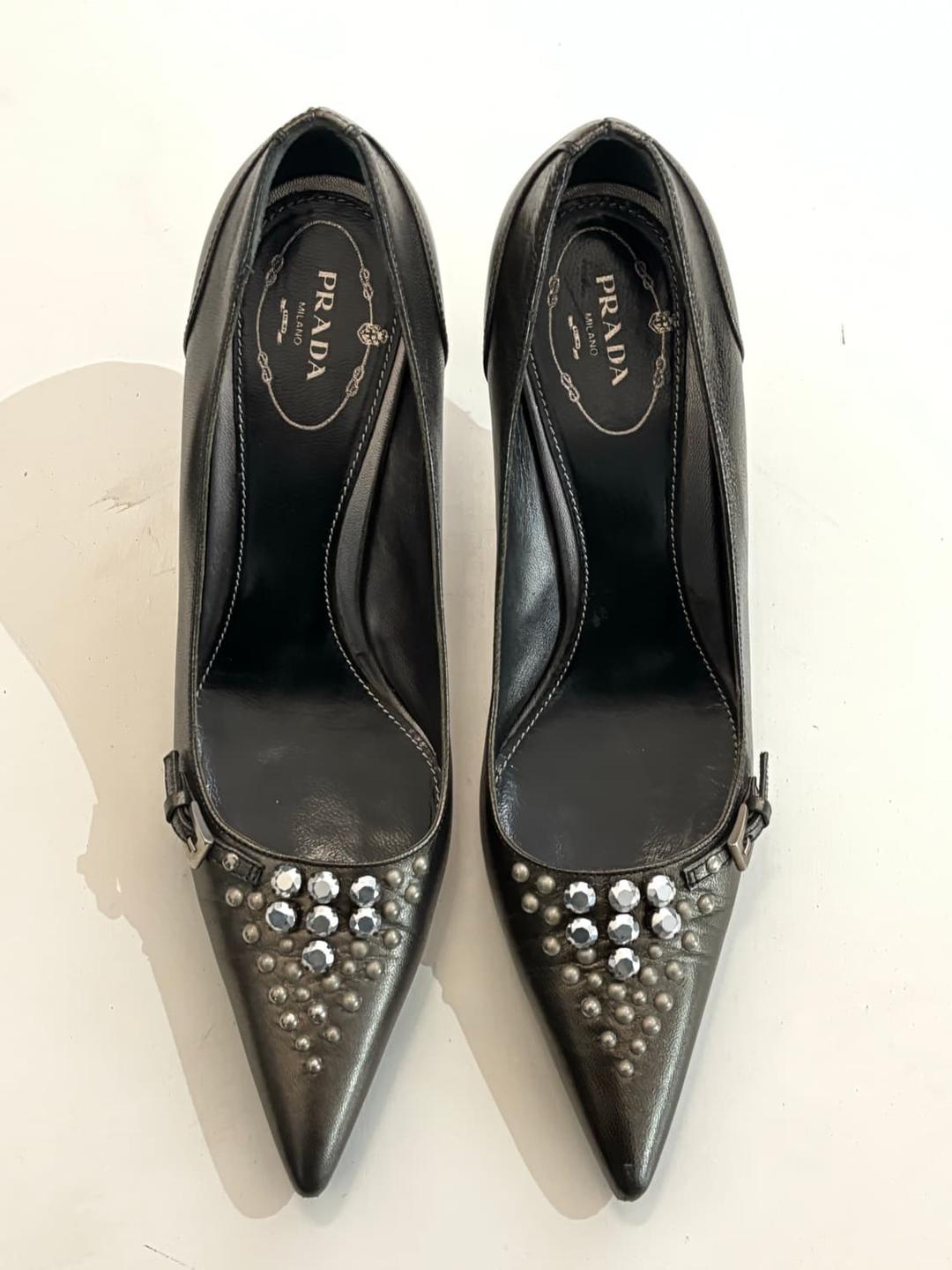 Metallic Buckle Pumps (37½) • PRADA | 후루츠패밀리