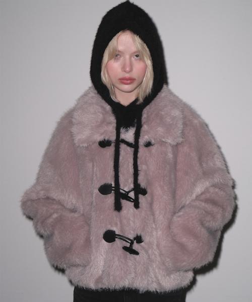 TOGGLE FUR JACKET (PURPLE)