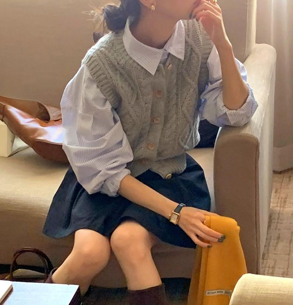 [그레이,아이당일]Slow 마블 니트 조끼