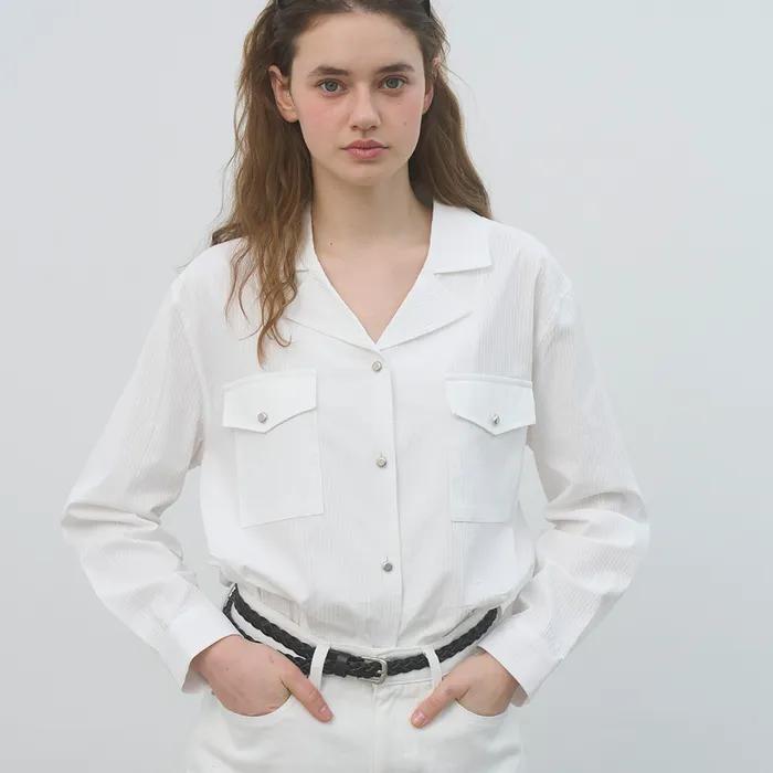 (2COLOR)POCKET COLLAR BLOUSE