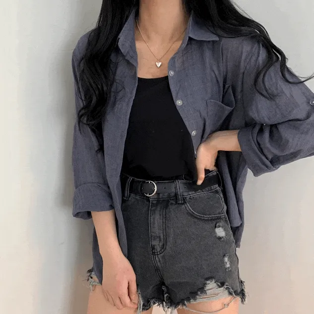 당일발송｜[실물보장] 봄 여름 거즈 셔츠, 남방