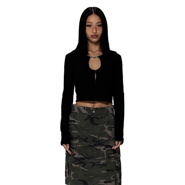 C COLLAR HOOK CARDIGAN_BLACK