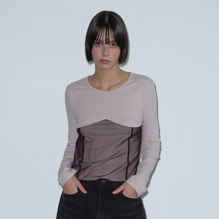 MESH LAYERED T-SHIRT (PURPLE)
