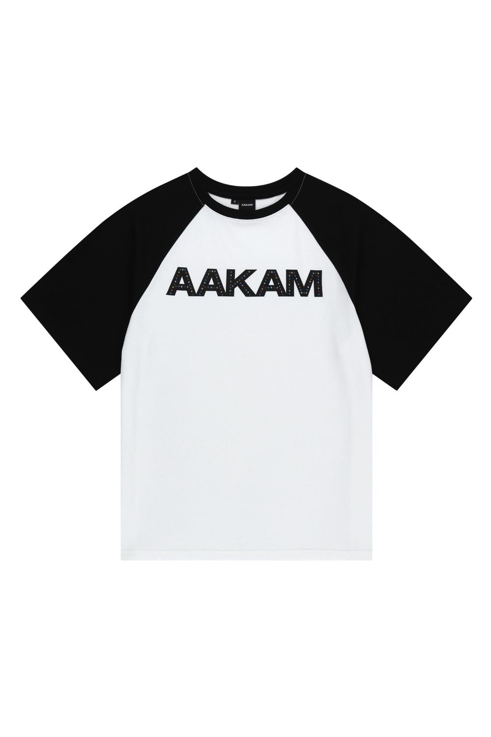 [6.30 예약배송] AKM Rhinestone Raglan Half Top (White)