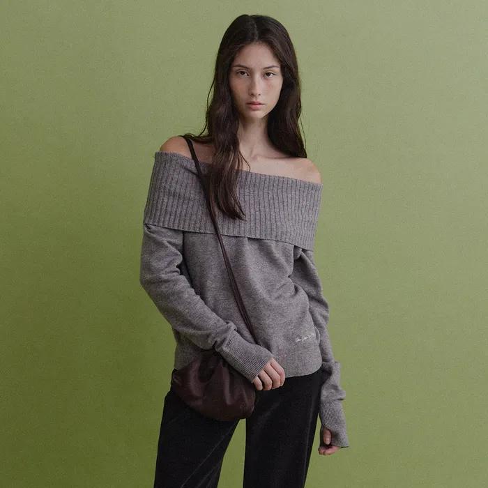 Arin Off-Shoulder Knit (Gray)