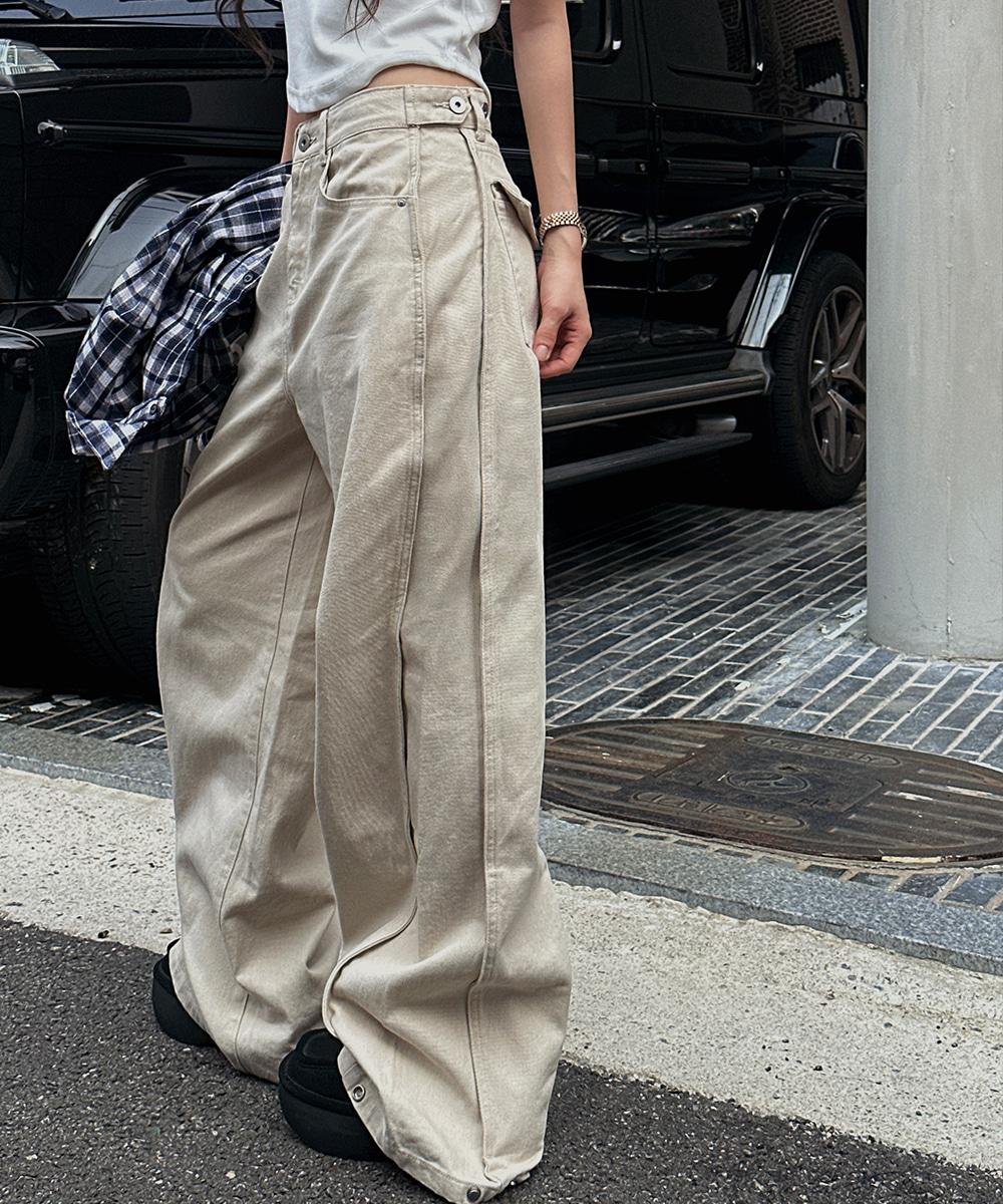 유틸리티 투버튼 포인트 와이드 팬츠 - 2color