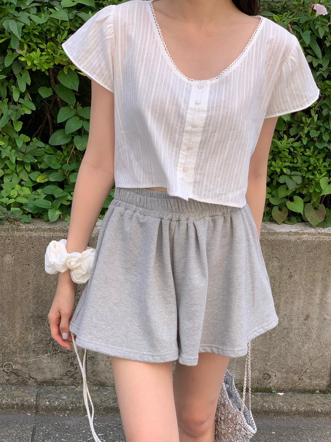 르아브르 [MADE][당일발송] 슈아 플레어 스웻숏츠, 여자 추리닝 반바지 A라인 스커트 스웻팬츠 (주머니O)
