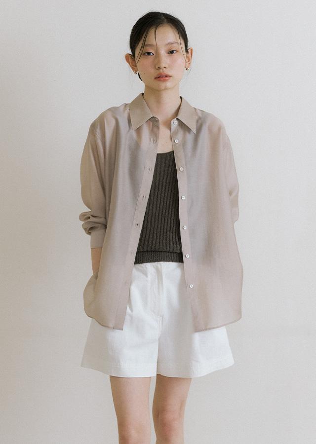 tencel basic shirt-beige