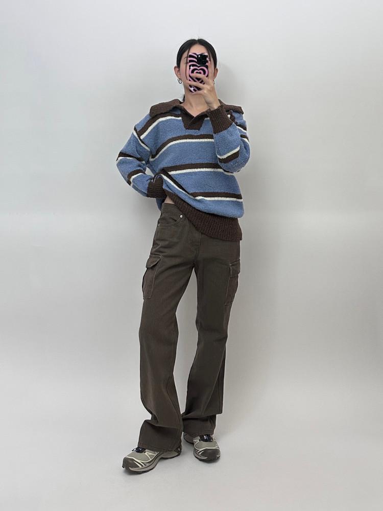 부클 카라 니트