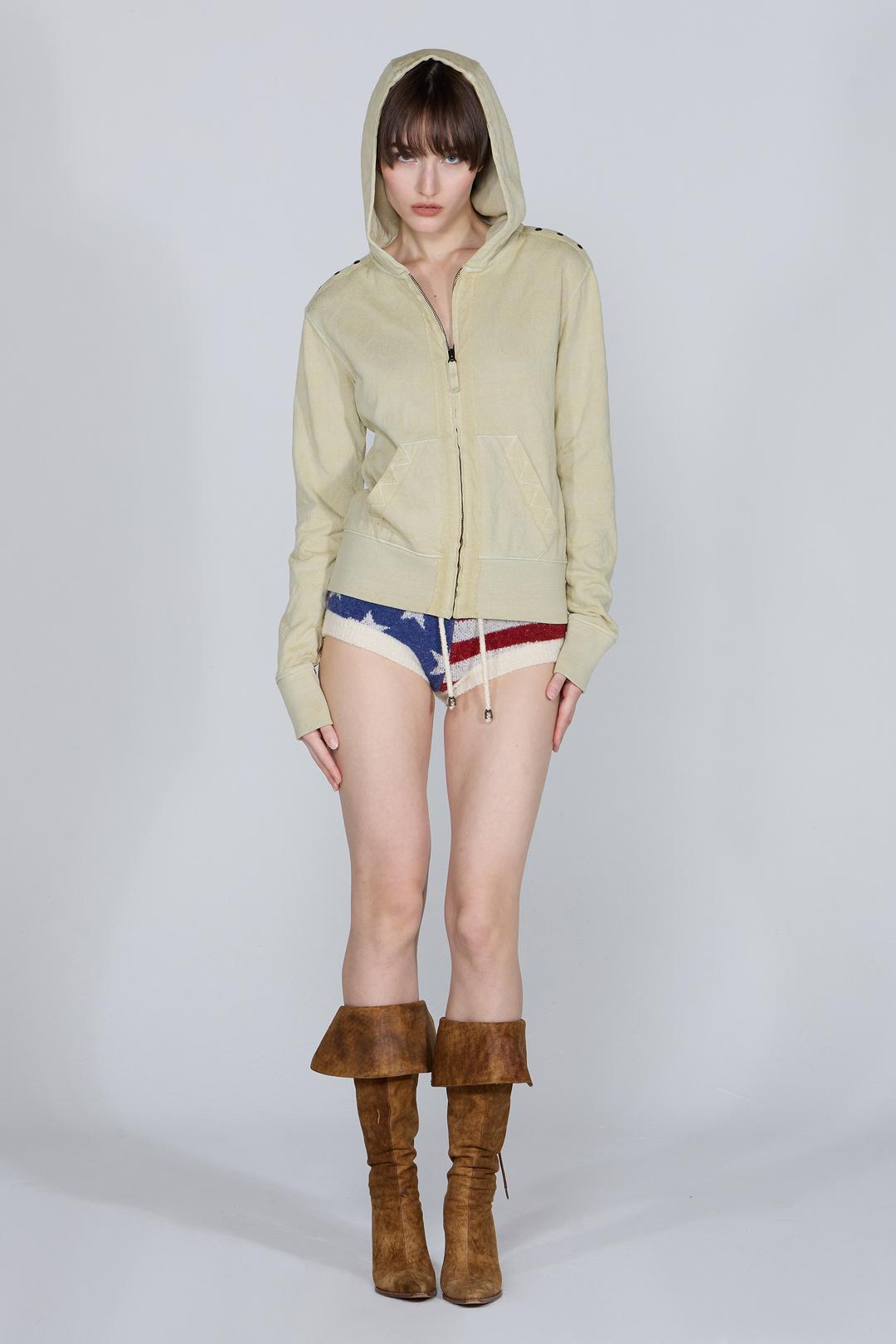 Jacquard Hoodie Zip-Up Mustard