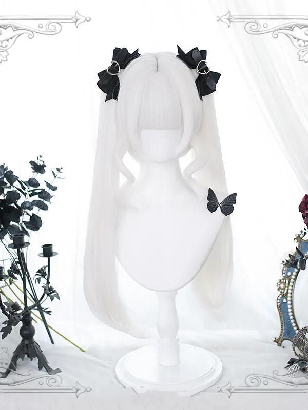 [$27.83]Reversal Moonlight White Short Wig with Double Ponytails