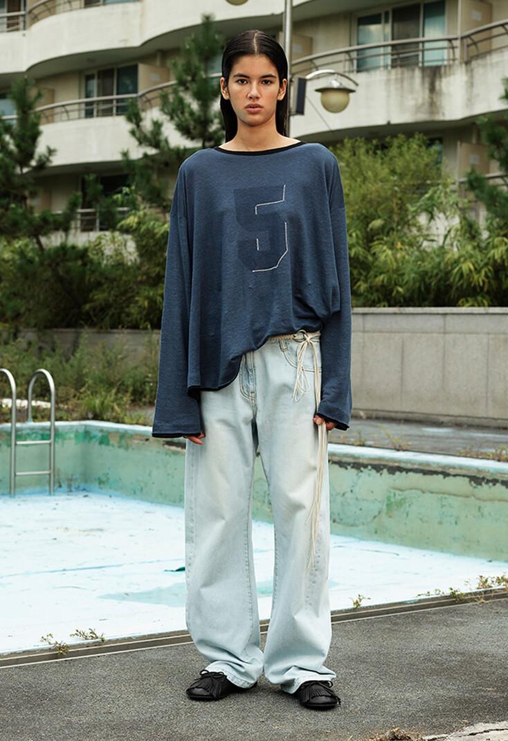CURVED JEANS, LIGHT BLUE